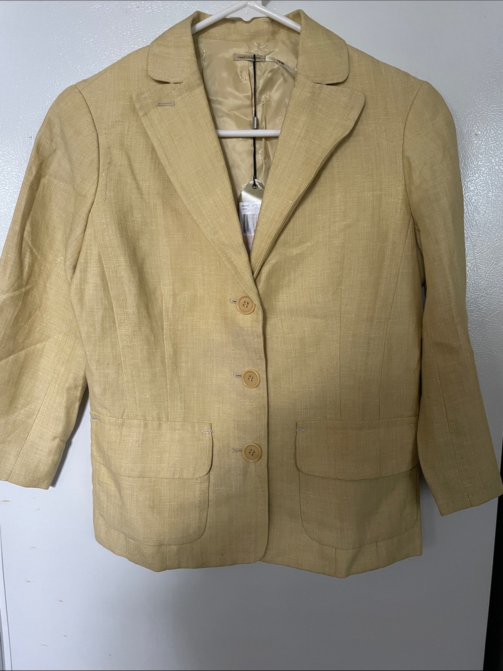Max Studio Size 2 NWT Yellow Linen Wool Blend Blazer Jacket Everyday Academia‎
